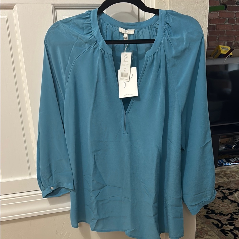 Joie Blue Relaxed Ruched Blouse